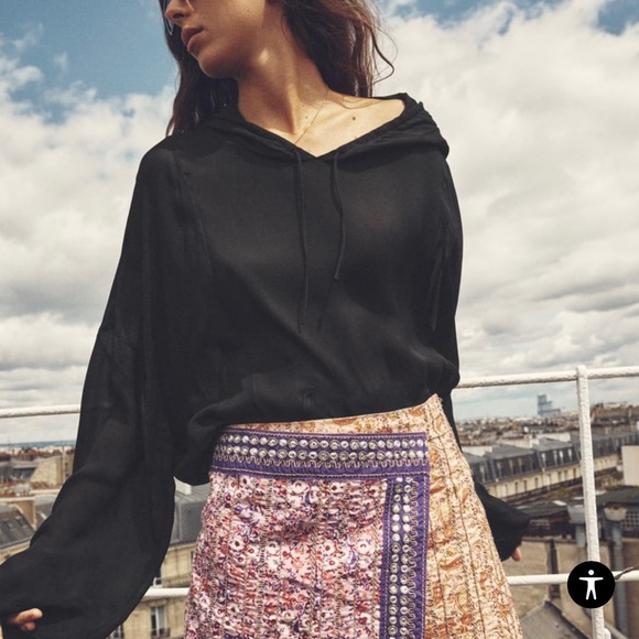 Zara Tops - Zara Sheer Hood Top Sz M-L